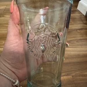 Glass Starbucks tumbler with lid
